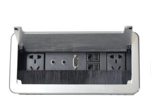 China Silver Brush Table Socket Box 5mm Alloy Plate 2 Universal Power Plug on sale