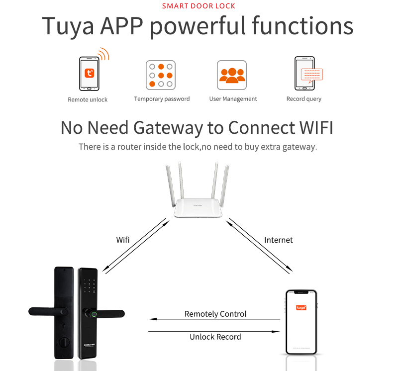Zinc Alloy IML Intelligent Door Lock Tuya Smart Lock Wifi Bluetooth