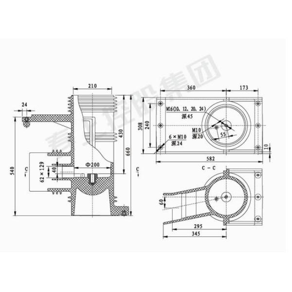 36kv Epoxy Resin VT Spout Bushing Insulation Contactor Box With Right And Left Outlet For Switch Cabinet