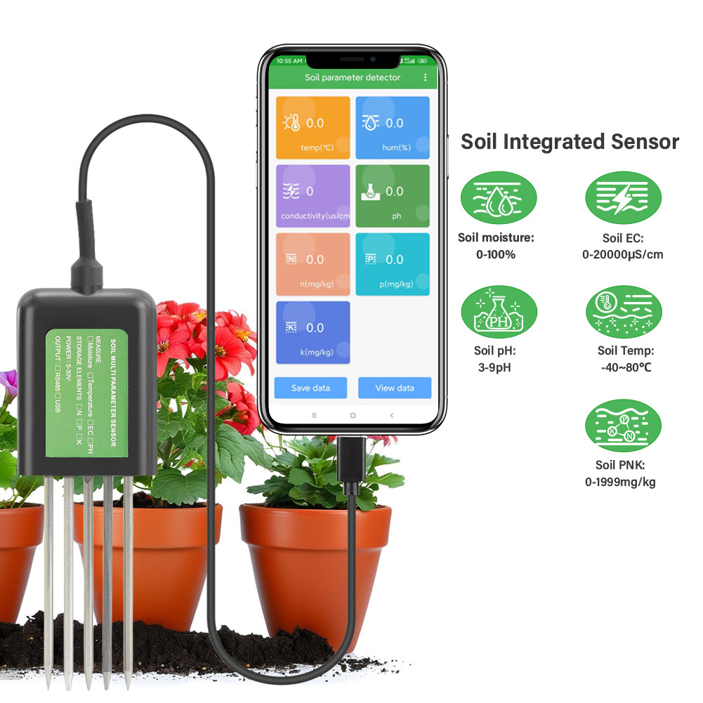 7-in-1 USB Soil Sensor Soil Tester Agriculture Soil EC PH NPK Nutrient Meter For Android