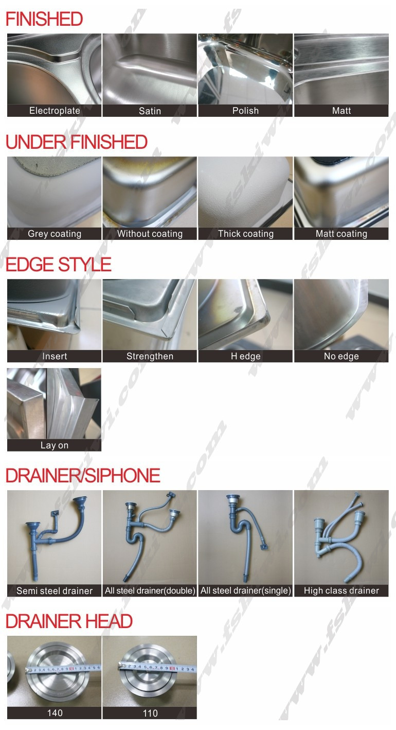 800x500mm Top Mount Stainless Steel Single Bowl Sink Noise Elimination