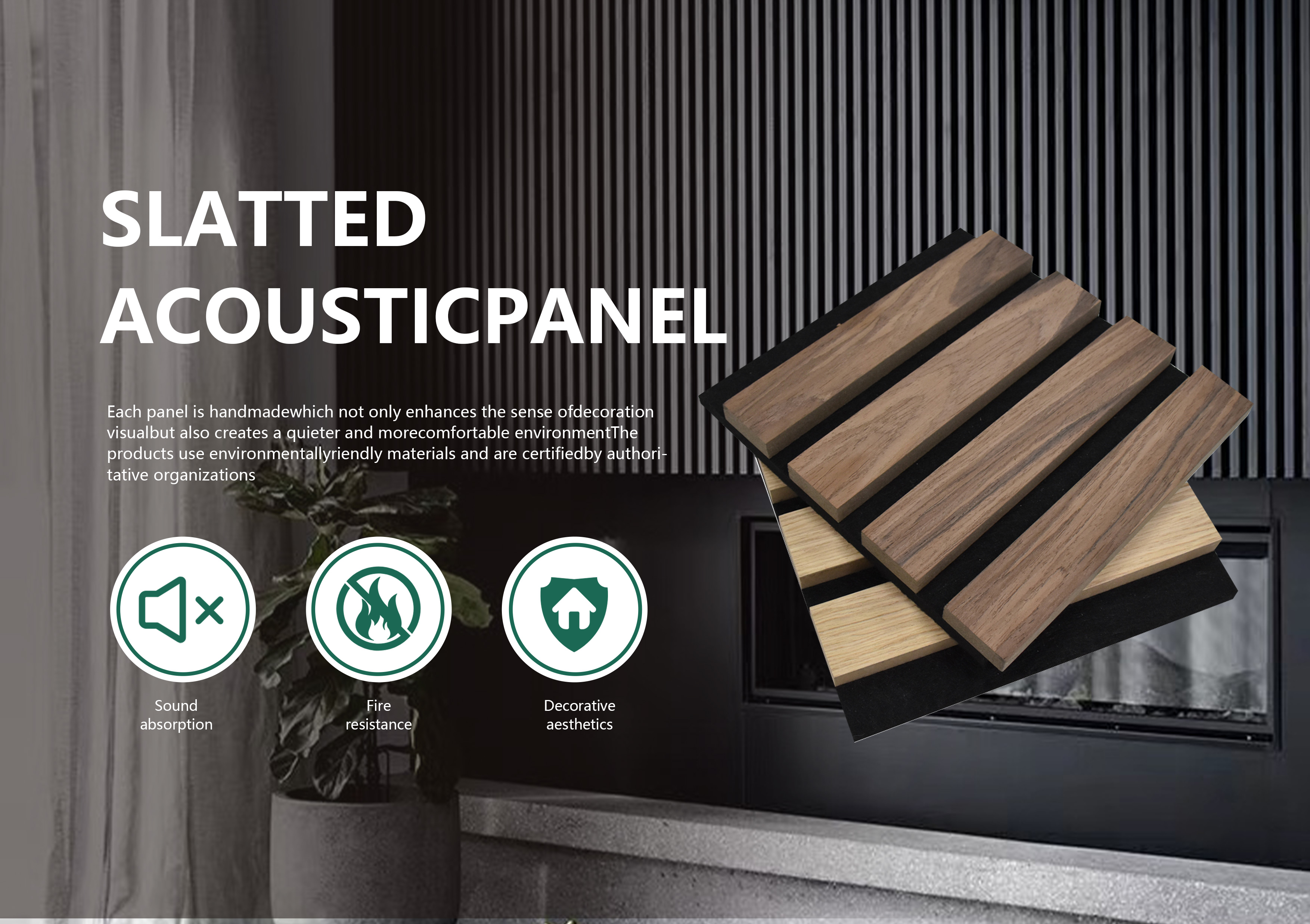 Polyester Fiber Acoustic Panel Wooden Slat Wall Panels for Theater Fr MDF Face Material