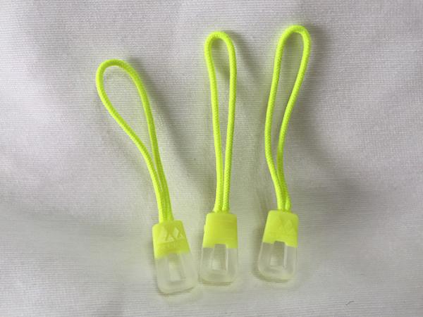 Quality Novelty Transparent Rubber Zipper Puller With Woven Fabric String for sale