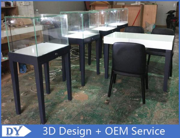 Quality Wholesale large quantity modern fashion simple wooden gray color exhibition display cases with lock for sale