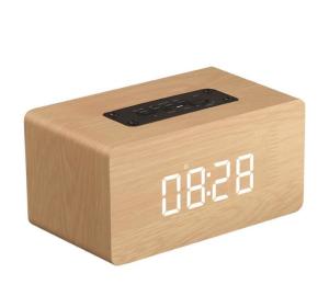 China Rechargeable Wooden Bluetooth Speaker 0.65KG Weight with Clock Function on sale