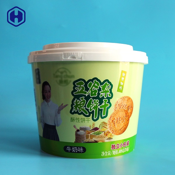 Dry Cookie IML Container Chocolate Biscuit Empty PP Tube Packaging