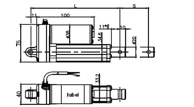12 Volt Electric High Speed Linear Actuator With 2 Inch Stroke Length 1200N (265lbs) Force