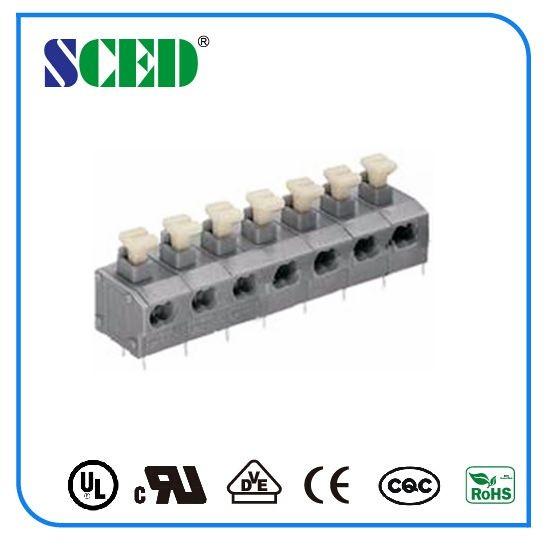 Quality 7.62mm Center Spacing Screwless Terminal Block Grey Spring Brass for sale