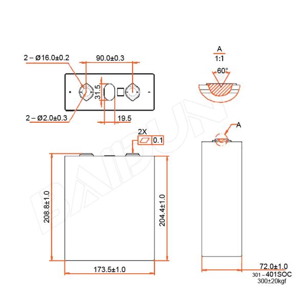 LF304 Lithium Ion Battery Packs 3500 Cycles Lifepo4 Battery 3.2V