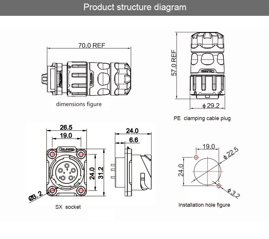 Light Weight M20 2/3/4/5/7/9/12Pins Welding Cable Male Female Panel Mount Connector
