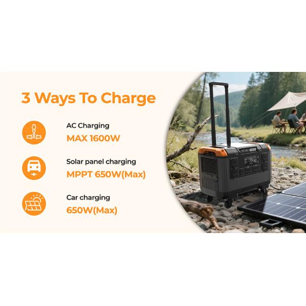 LCD Display 3000W 2688Wh LiFePo4 Portable Solar Power Station with Pure Sine Wave Inverter MPPT Controller and EU US Plug Types