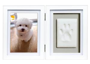 Custom Wood Pet Keepsake Frame , Clay Paw Print Decoration For Dog / Cat