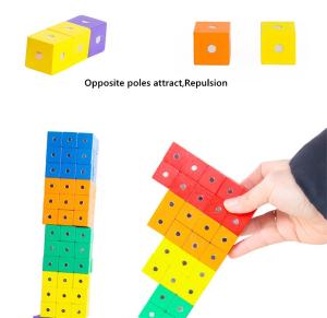 China Educational Square Cube Rainbow Magnetic Blocks 10pc 2X2X2cm Wooden wholesale