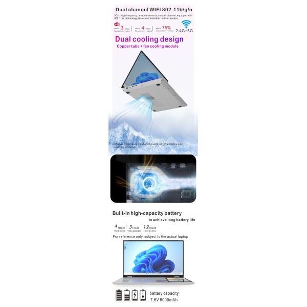 Fingerprint Student Laptop Computers With 15.6" IPS 7" Touch Screen Dual Screen OEM