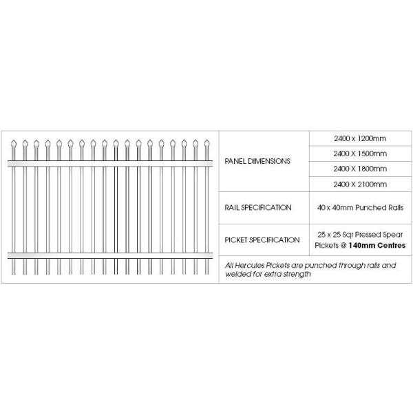 2100x2400mm Steel Tubular Fencing