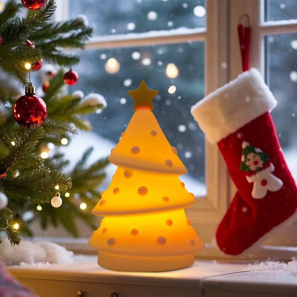 Snowman Silicone Night Light for Kids - Touch Control, Rechargeable LED