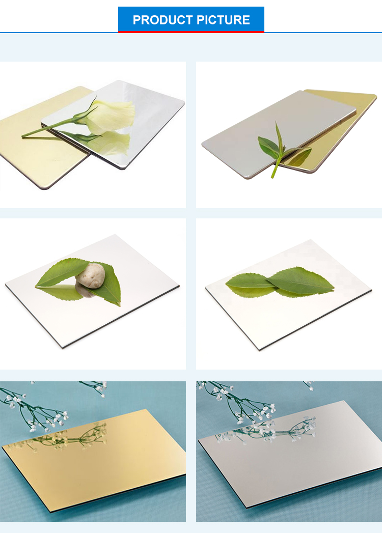 Golden Mirror Aluminum Composite Panel 2440mm ACM Ldpe Core Internal Wall