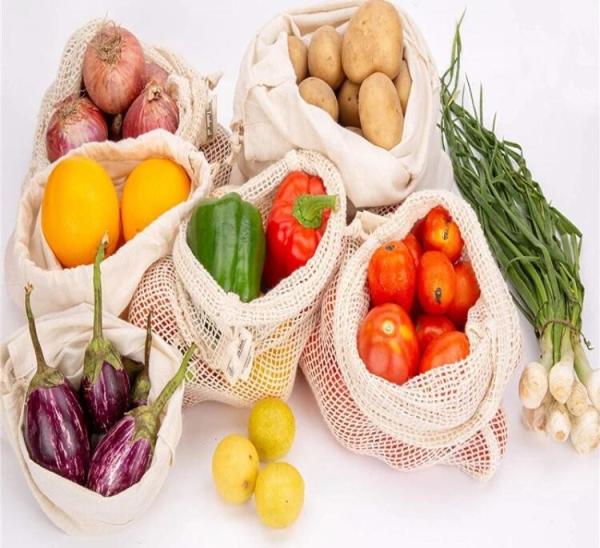 Quality Recyclable Laundry Wholesale Cotton Mesh Bag,Reusable Solid Shopping Bag String Grocery Bag Shopper Cotton Tote Mesh Net for sale
