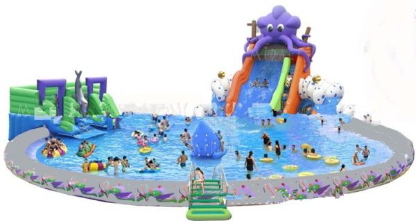 Quality Giant Inflatable Water Park For Kids  / Inflatable Pool With Slides for sale