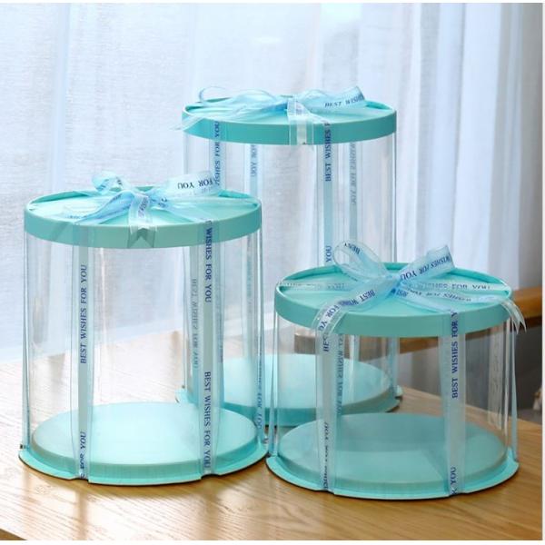 Transparent Round Tall Clear Plastic Disposable Cake Containers For Wedding Birthday