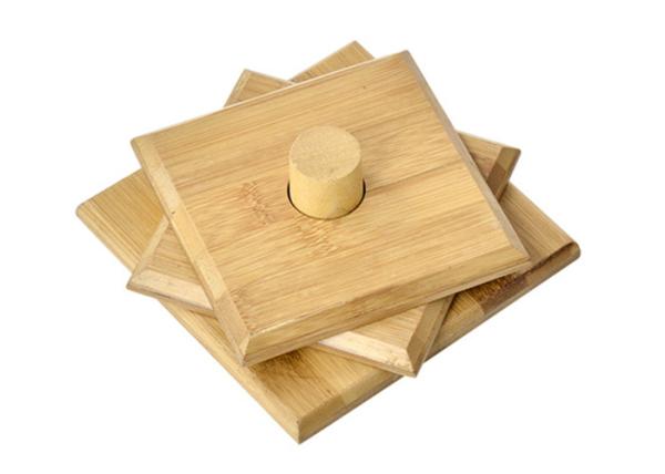 Quality Square Cup Bamboo Drink Coasters Set Customized Souvenir Gift for sale