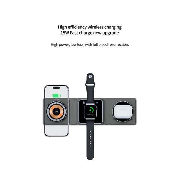 Foldable Wireless Charging 3 Fold Design For Qi Smart Phone Airpods And IWatch