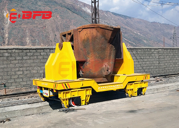 High Temperature Proof Material Handling Trolley , Molten Metal Motorized Rail Cart Anti Explosion