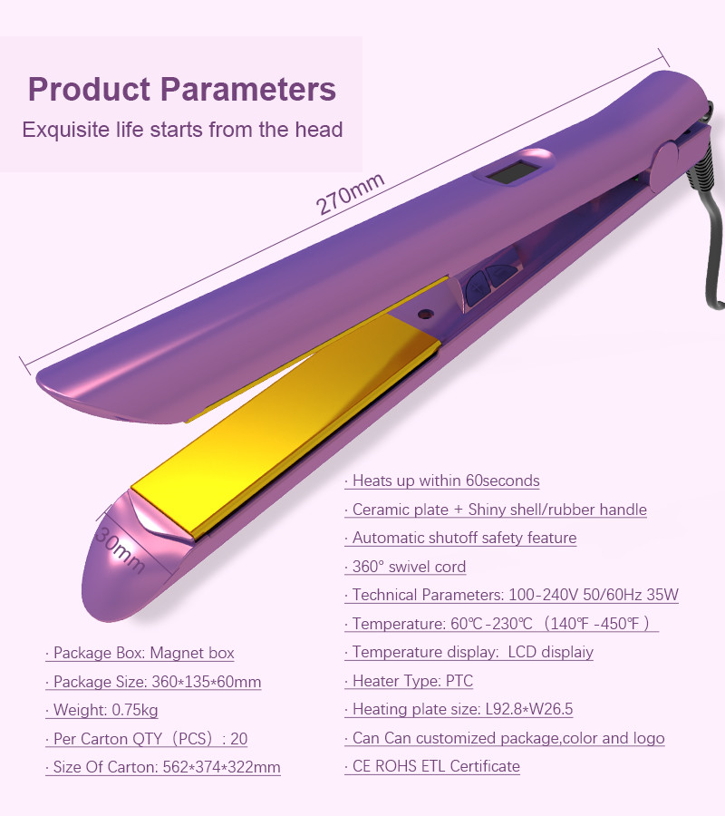 Flat Iron 2 In 1 Straightener Curler 45W With 3D Floating Plates