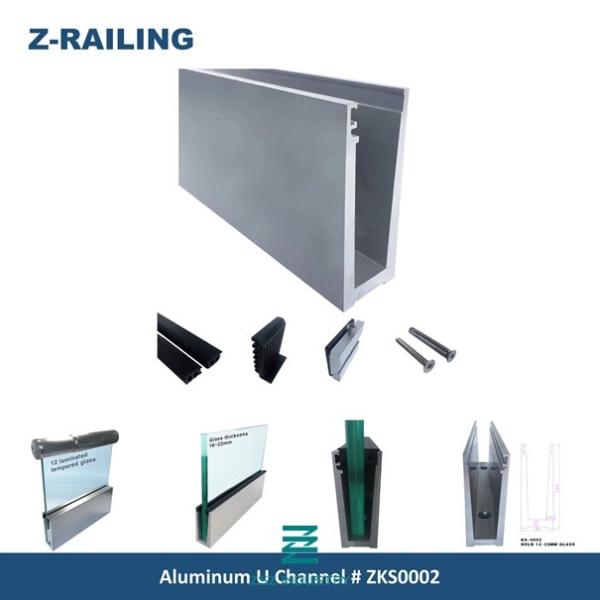 H100mm X W62mm Alum U Channel , U Shaped Aluminium Channel For Glass Balustrades Base