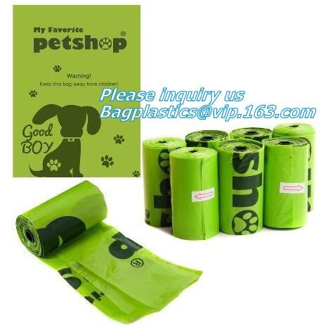 Disposable PE dog poop bag with printing, Pet Compostable disposable biodegradable plastic garbage bag
