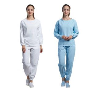 Hospital Surgical Anti Static Garments Used Long Sleeve White Cotton Gown