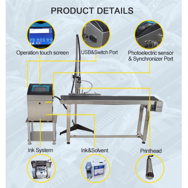 150Plus 4 Lins Continuous Inkjet Printer 280m / Min 100W Power ISO Certificate