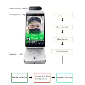China Face Recognition Time Attendance 8 Inch Temperature And Alcohol Testing wholesale