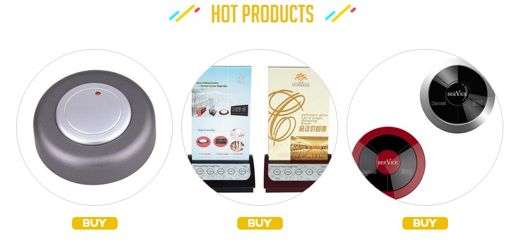 3 keys Colorful Multi-button Wireless waterproof and damp proof Signal Transmitter for cofe and restaurant