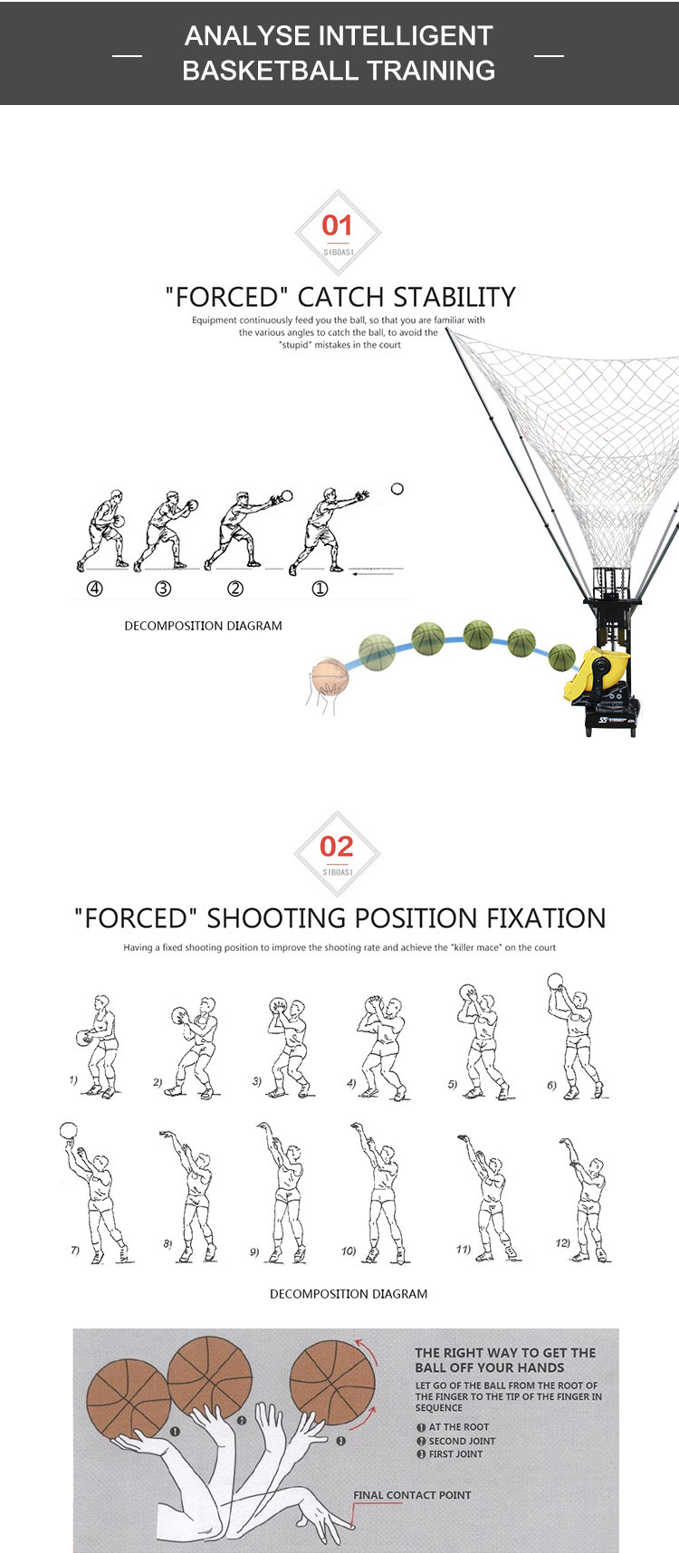 96W Basketball Shooting Machine , Adjustable Speed Automatic Rebounder