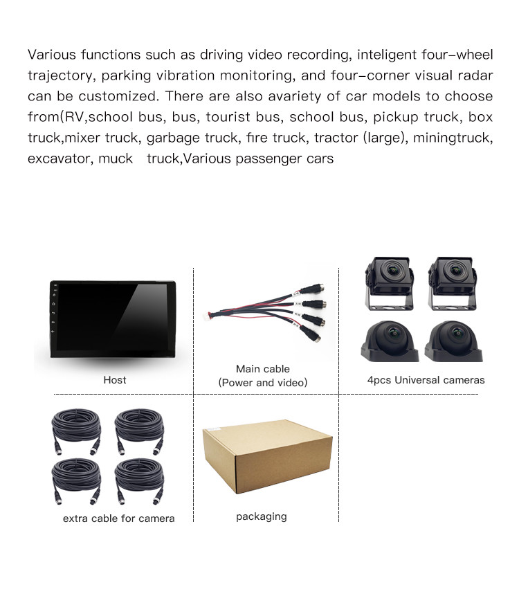 Front Rear Side View Backup Camera Car Multimedia Navigation System IP68 IPS Screen