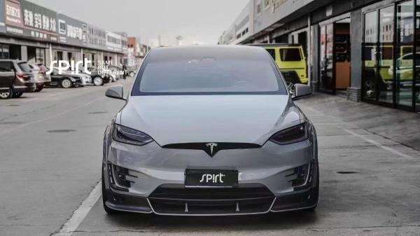 Quality Tesla model X Carbon Fiber Body Kit model X Carbon fiber front lip diffuser Spoiler hood wheel arch wide body kit for sale
