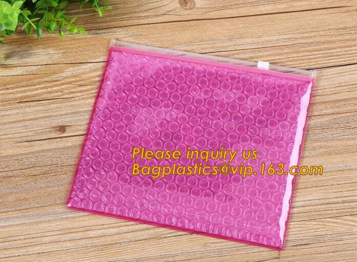 Cosmetic Slider Zip lockk Bubble Bags Bubble Slide Pouch,Zip lockk esd bubble bag bubble packaging wrap cosmetic pouch slide