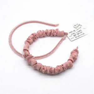 China Kids Satin Fabric Hair Band Pink Beads Pleated Crumpled Pink Color wholesale