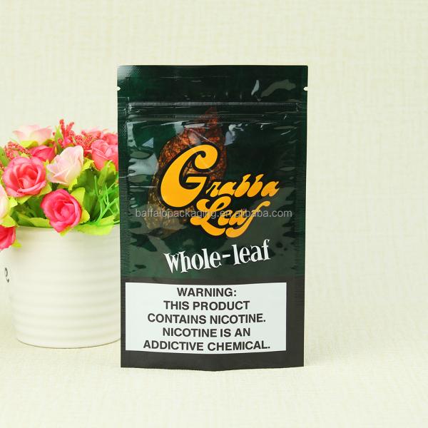 Leaf Packaging Bag Resealable Zipper Top Custom Ziplock Plastic Grabba Bags Jolly Candy Bag with Tear Notch