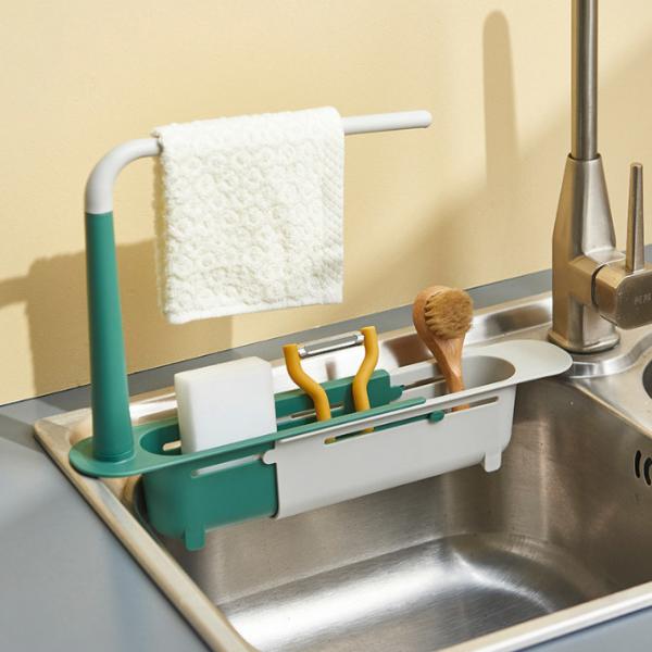 Quality Telescopic Sink Storage Rack Adjustable Telescopic 2 In 1 Sink for sale