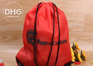 Cute Printed Drawstring Backpack Personalized Black Cord String Flat Foldable
