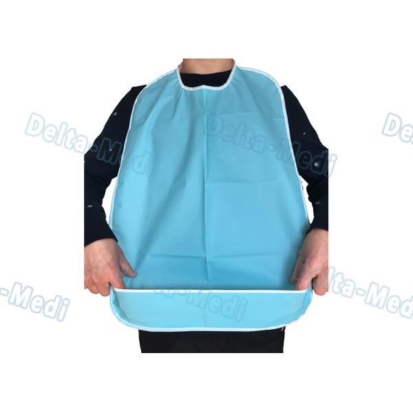 CPE Waterproof Disposable Dental Bibs with Velcro Blue Color 45 X 48cm