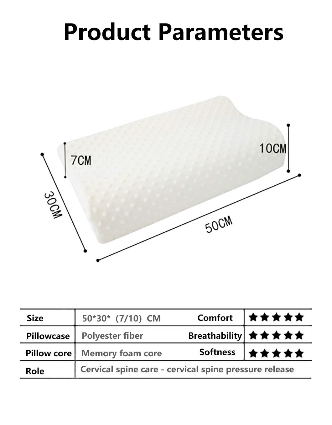 Comfortable Cervical Neck Bed Sleeping Breathable Contour Pillow Cooling Orthopedic Wave Memory Foam Pillow