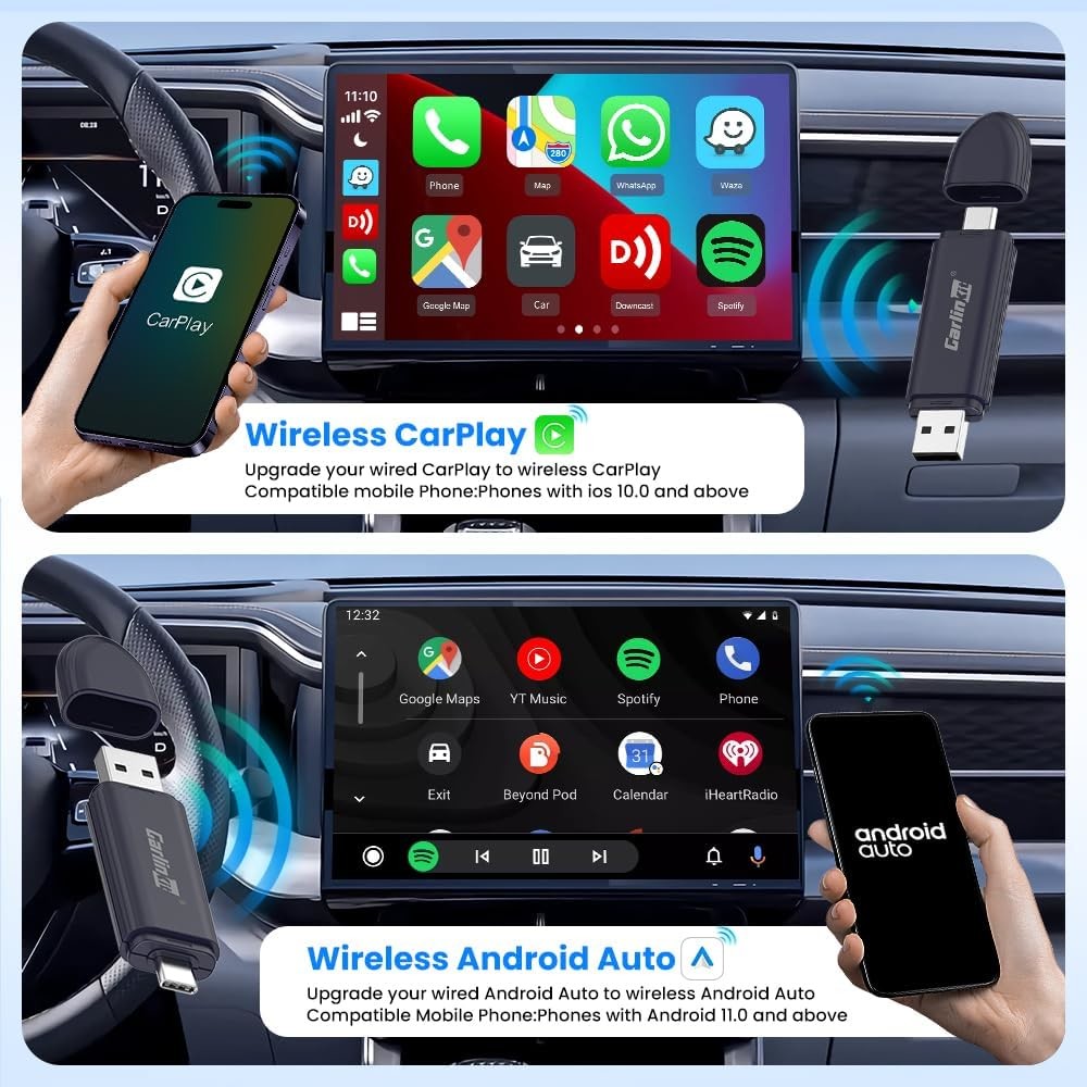 Se Pro More Apps Music Gps carlinkit USB Mini Adapter Wireless Carplay Universal Dual Channel Android Auto Ai Box for Cars apple