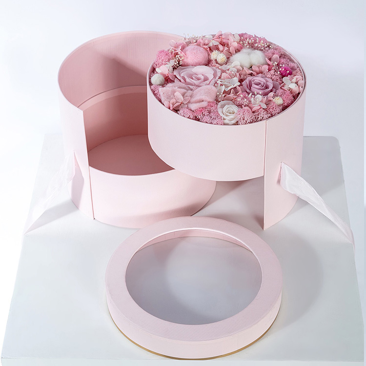 Double Layer Flower Package Custom Round Rotation 2 Two Dual Rotatable Gift Floral Box