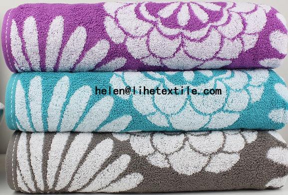 Quality 100% cotton jacquard bath towel , yarn dyed , towel set for sale