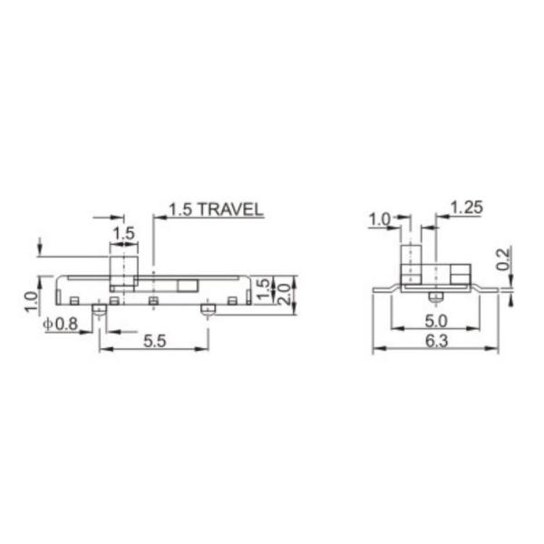 Momentary Smd Slide Switch , Operation Force 250gf Slider Electrical Switches