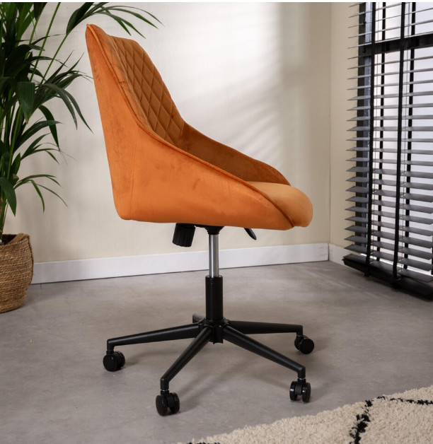 Industrial Yellow Velvet Comfortable Upholstered Office Chair With Padded Seat