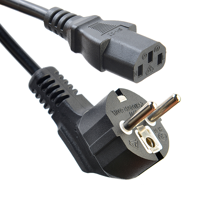 VDE Certificated Shucko CEE7/7 Plug with IEC C13 Connector Computer Power Cords Extension Cords Length 1.5M or Customized